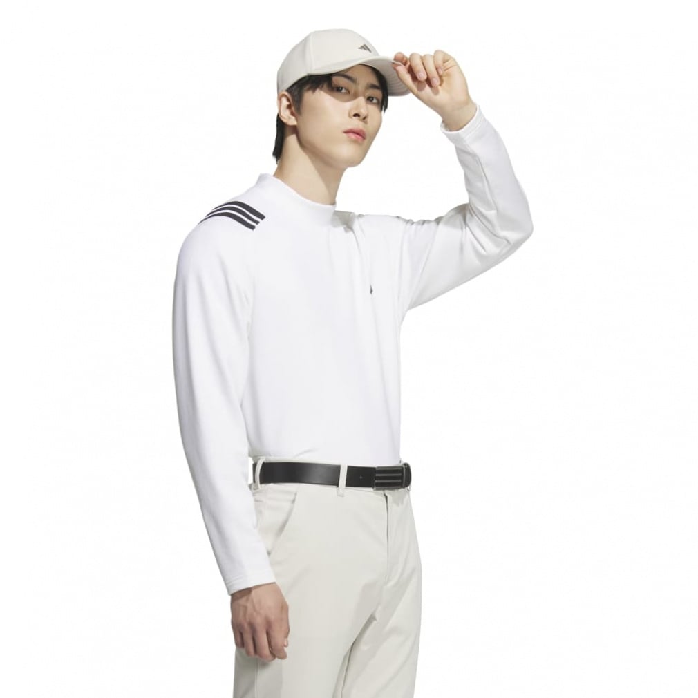adidas Men's Golf Wear COLD .RDY Three Stripes Long Sleeve Mock Shirt JVV04