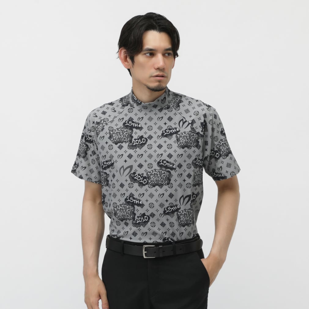 MASTER BUNNY EDITION Men's Golf Wear Nylon Honeycomb Tricot Speech Bubble Print Short Sleeve High Neck Cut and Sewn 7585167603