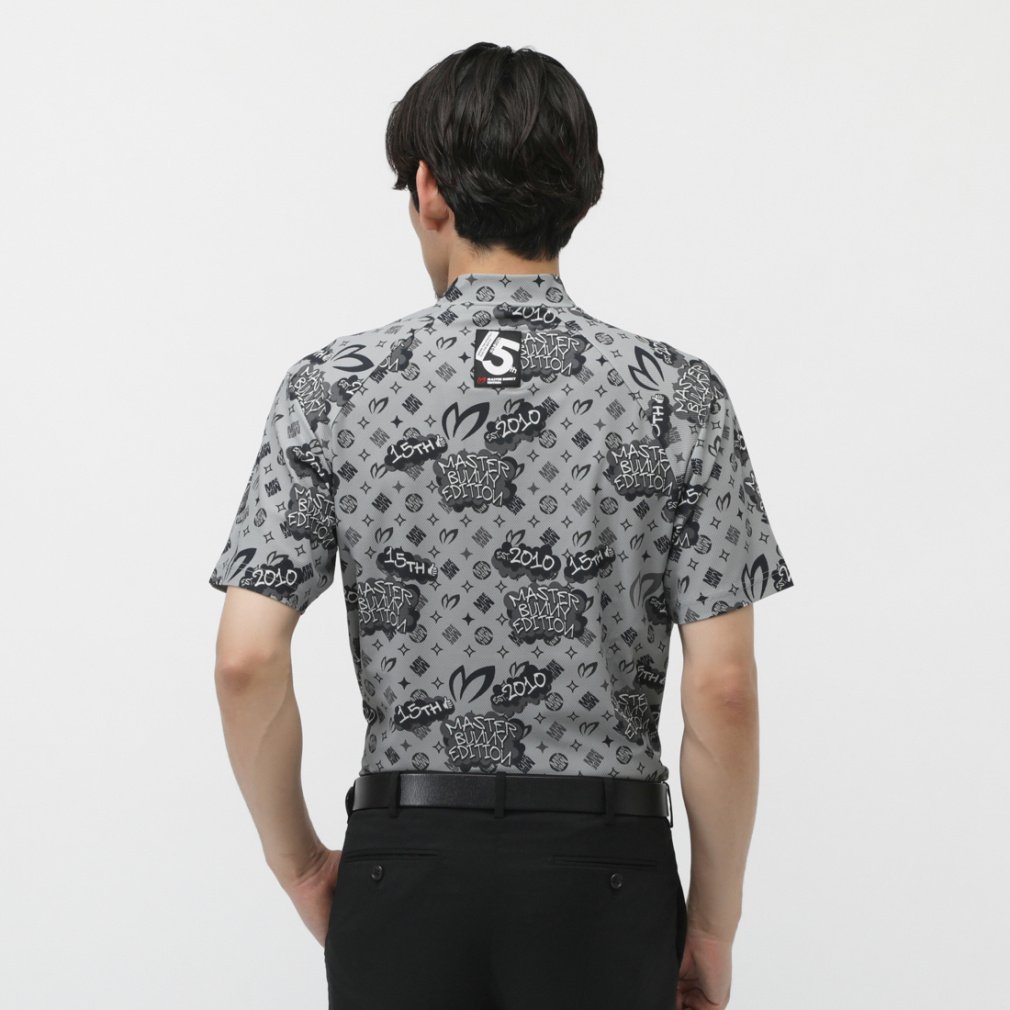 MASTER BUNNY EDITION Men's Golf Wear Nylon Honeycomb Tricot Speech Bubble Print Short Sleeve High Neck Cut and Sewn 7585167603