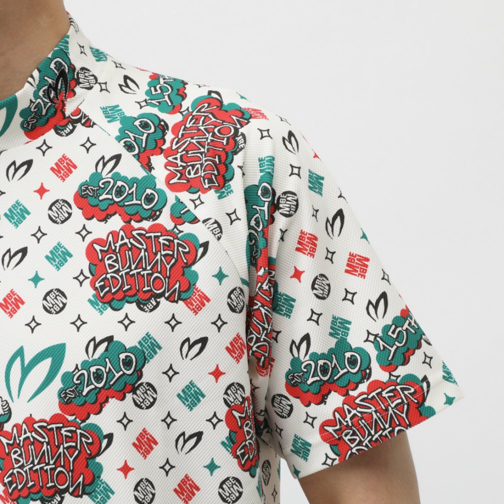MASTER BUNNY EDITION Men's Golf Wear Nylon Honeycomb Tricot Speech Bubble Print Short Sleeve High Neck Cut and Sewn 7585167603
