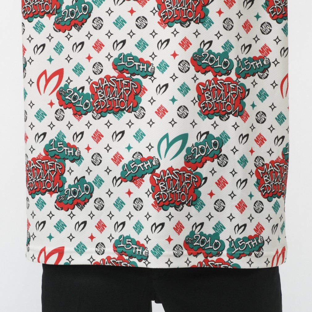 MASTER BUNNY EDITION Men's Golf Wear Nylon Honeycomb Tricot Speech Bubble Print Short Sleeve High Neck Cut and Sewn 7585167603