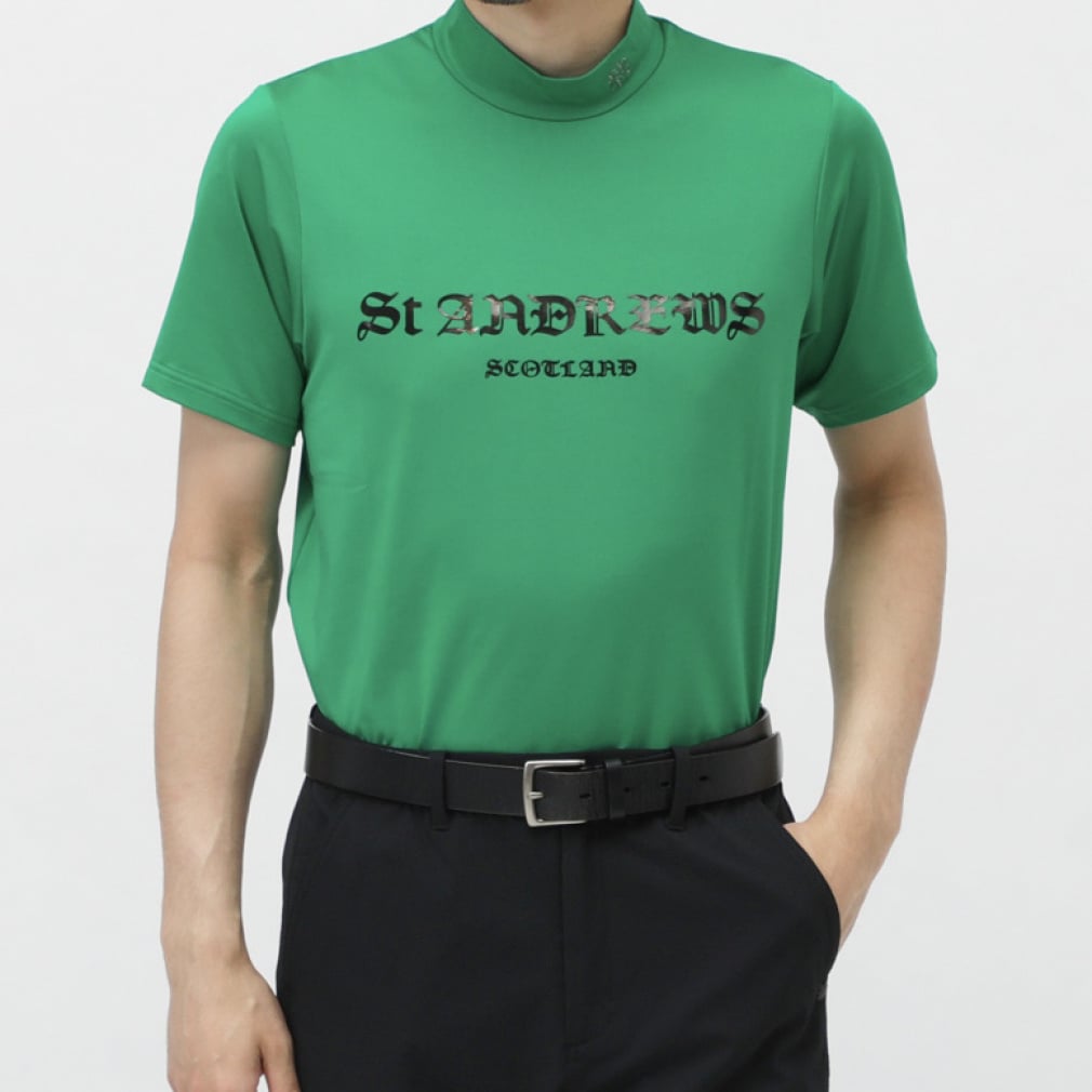 St ANDREWS Men's Golf Wear Cationic Polyester Bare Tenjiku Short Sleeve High Neck 0425167351