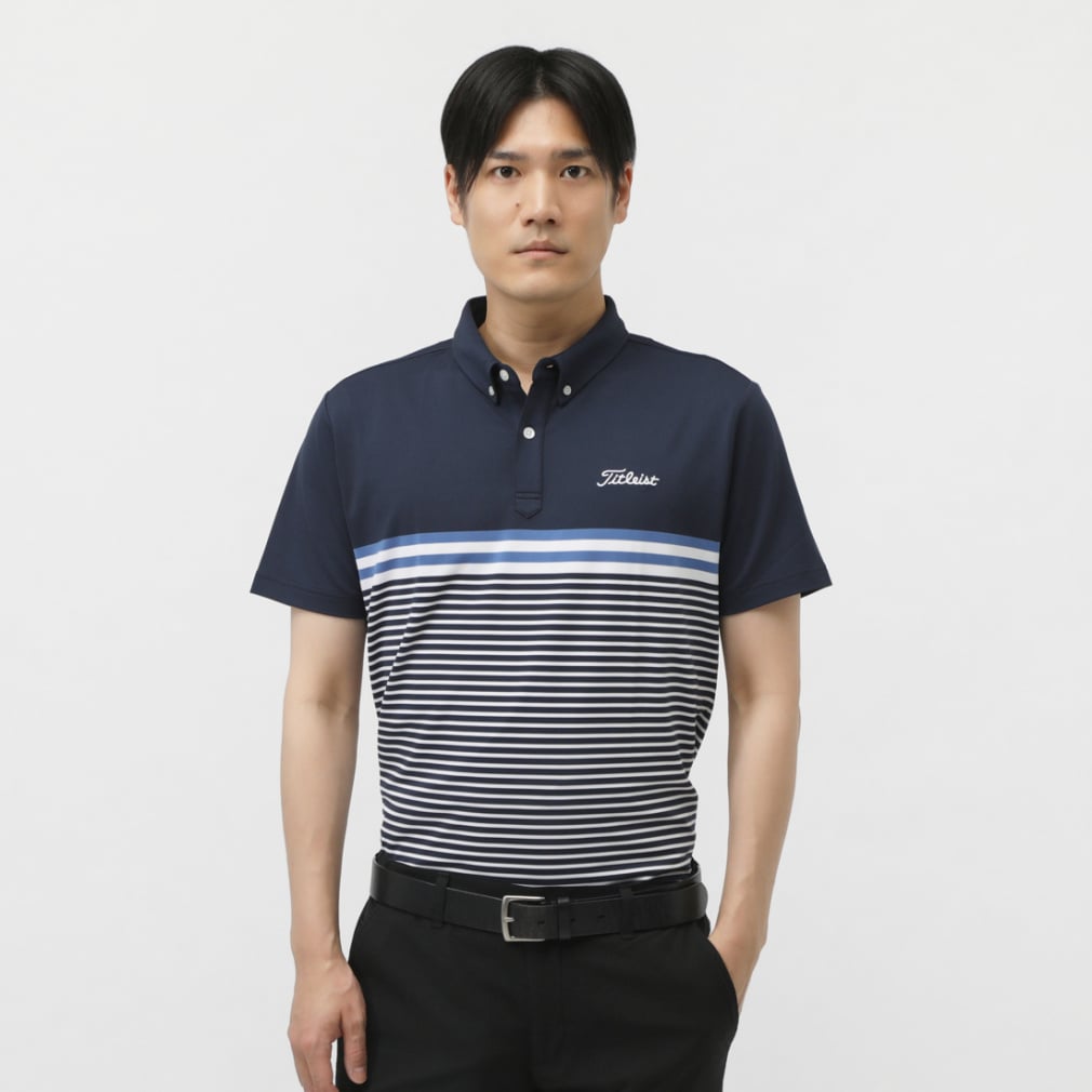 Titleist Men's Golf Wear Yarn-Dyed Panel Stripe Shirt TMPMS118J