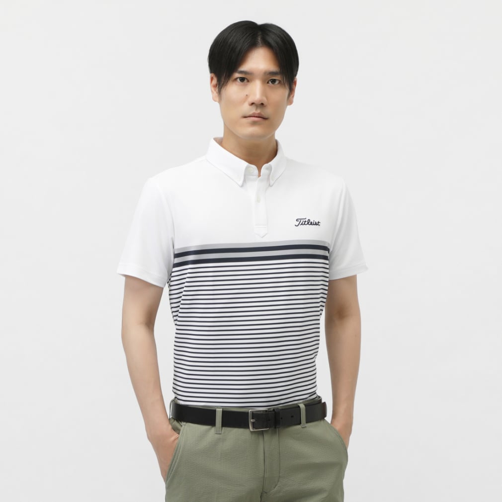 Titleist Men's Golf Wear Yarn-Dyed Panel Stripe Shirt TMPMS118J
