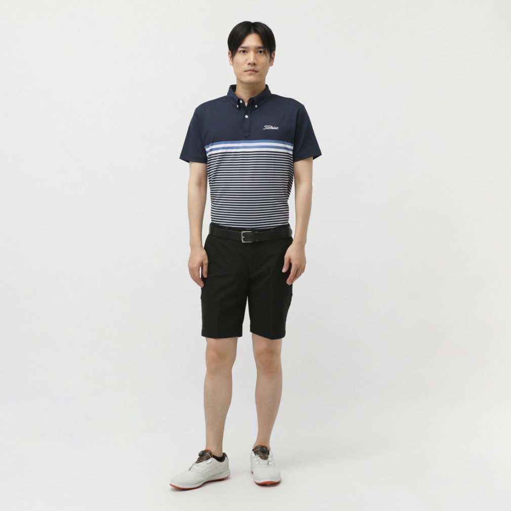 Titleist Men's Golf Wear Yarn-Dyed Panel Stripe Shirt TMPMS118J
