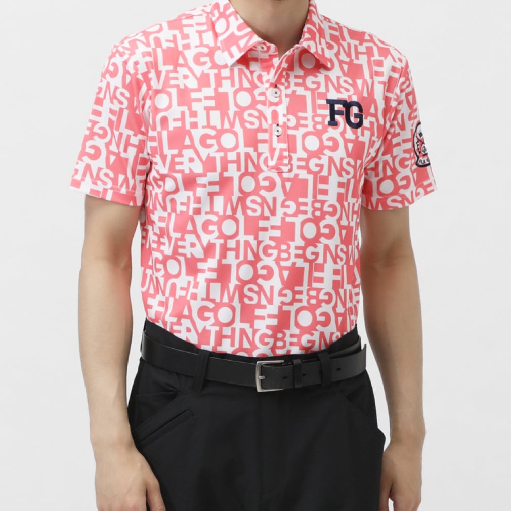 FILA Men's Golf Wear Typography Style Print Short Sleeve Shirt 744604