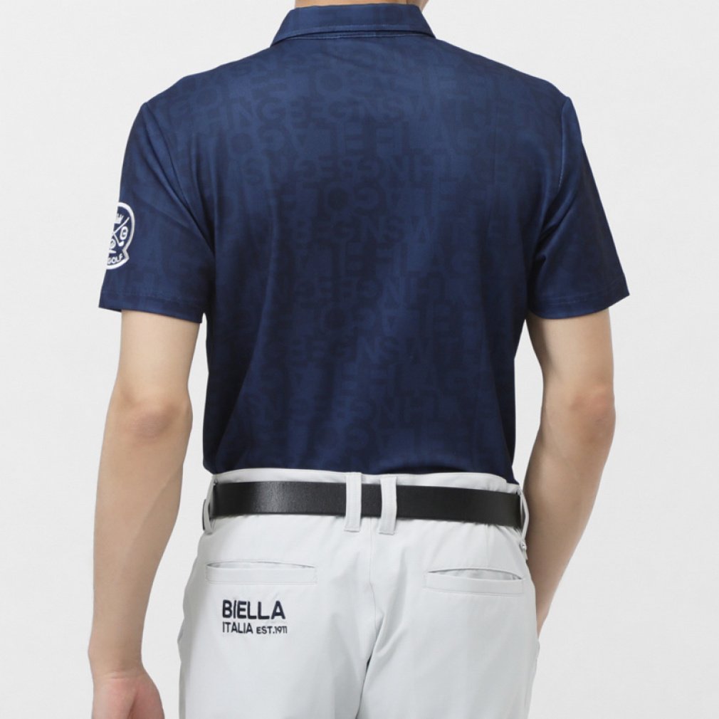 FILA Men's Golf Wear Typography Style Print Short Sleeve Shirt 744604