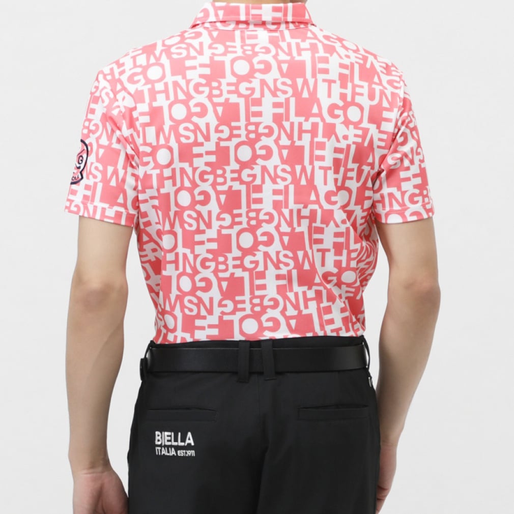 FILA Men's Golf Wear Typography Style Print Short Sleeve Shirt 744604