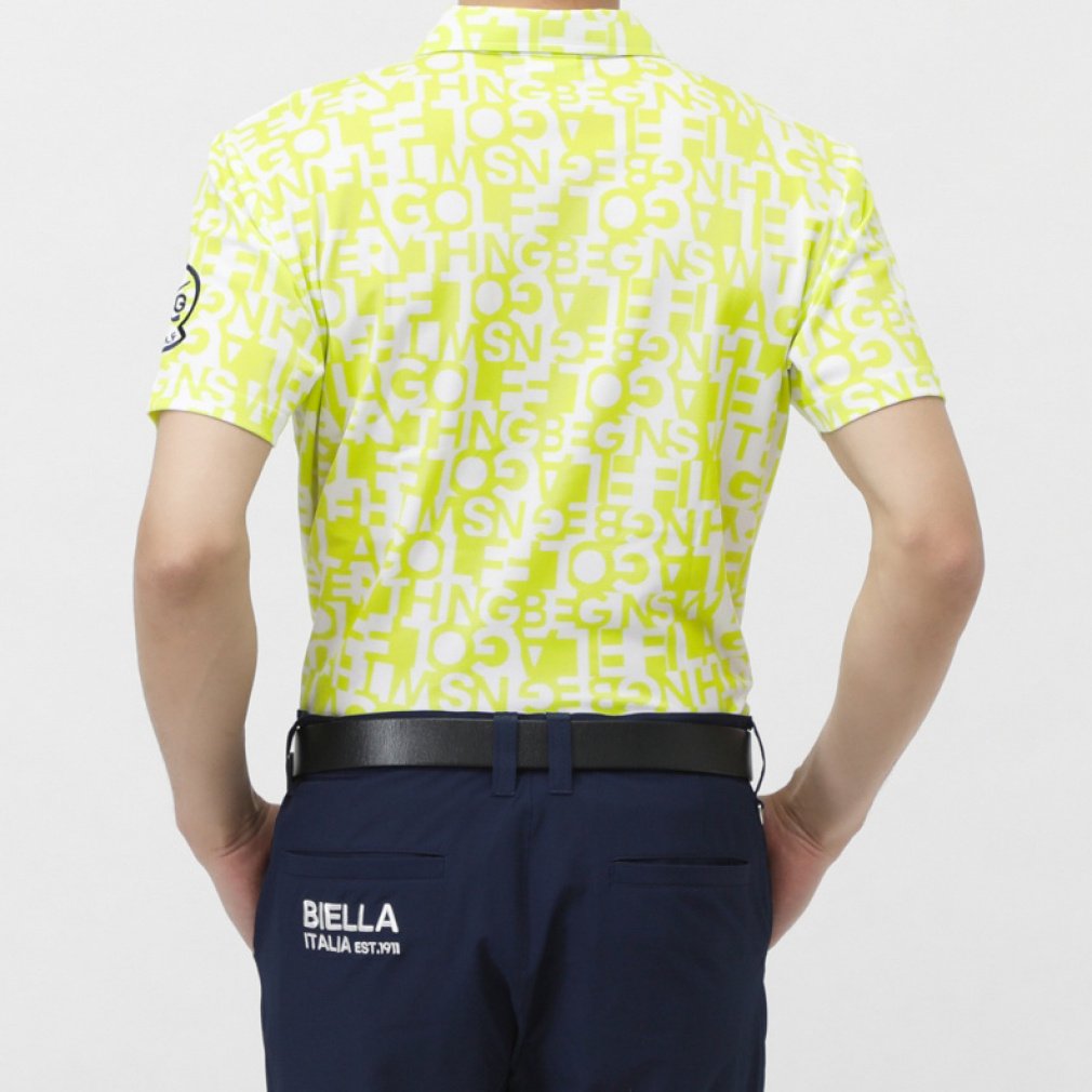 FILA Men's Golf Wear Typography Style Print Short Sleeve Shirt 744604