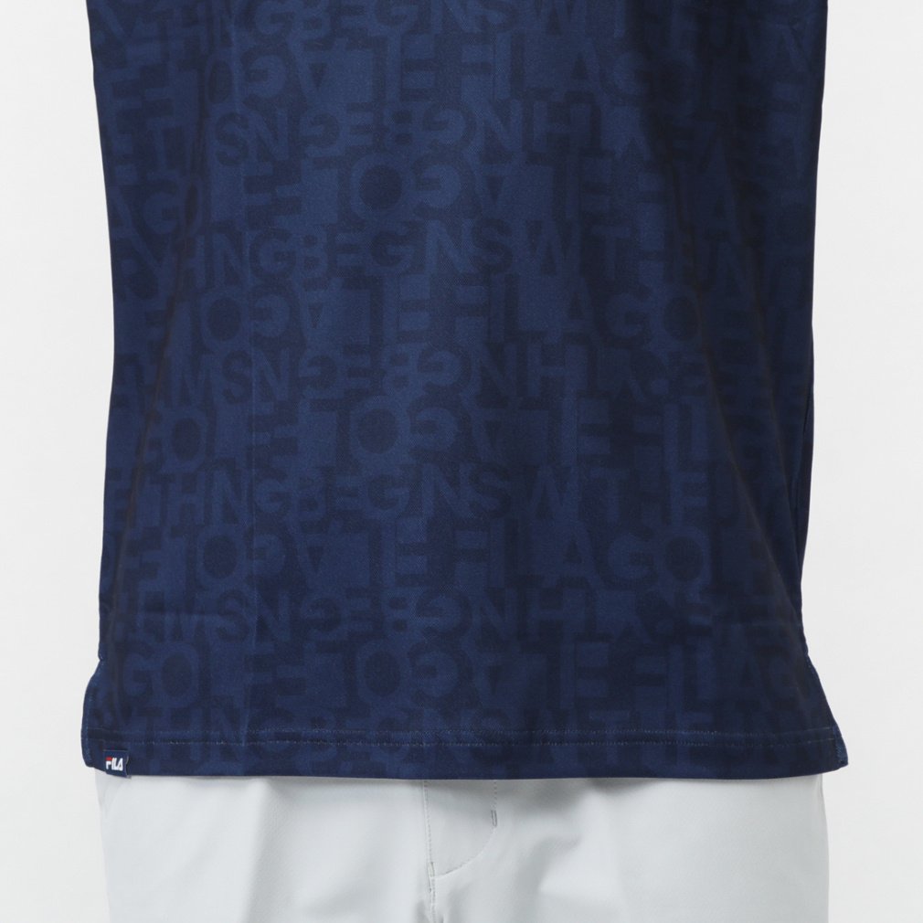 FILA Men's Golf Wear Typography Style Print Short Sleeve Shirt 744604