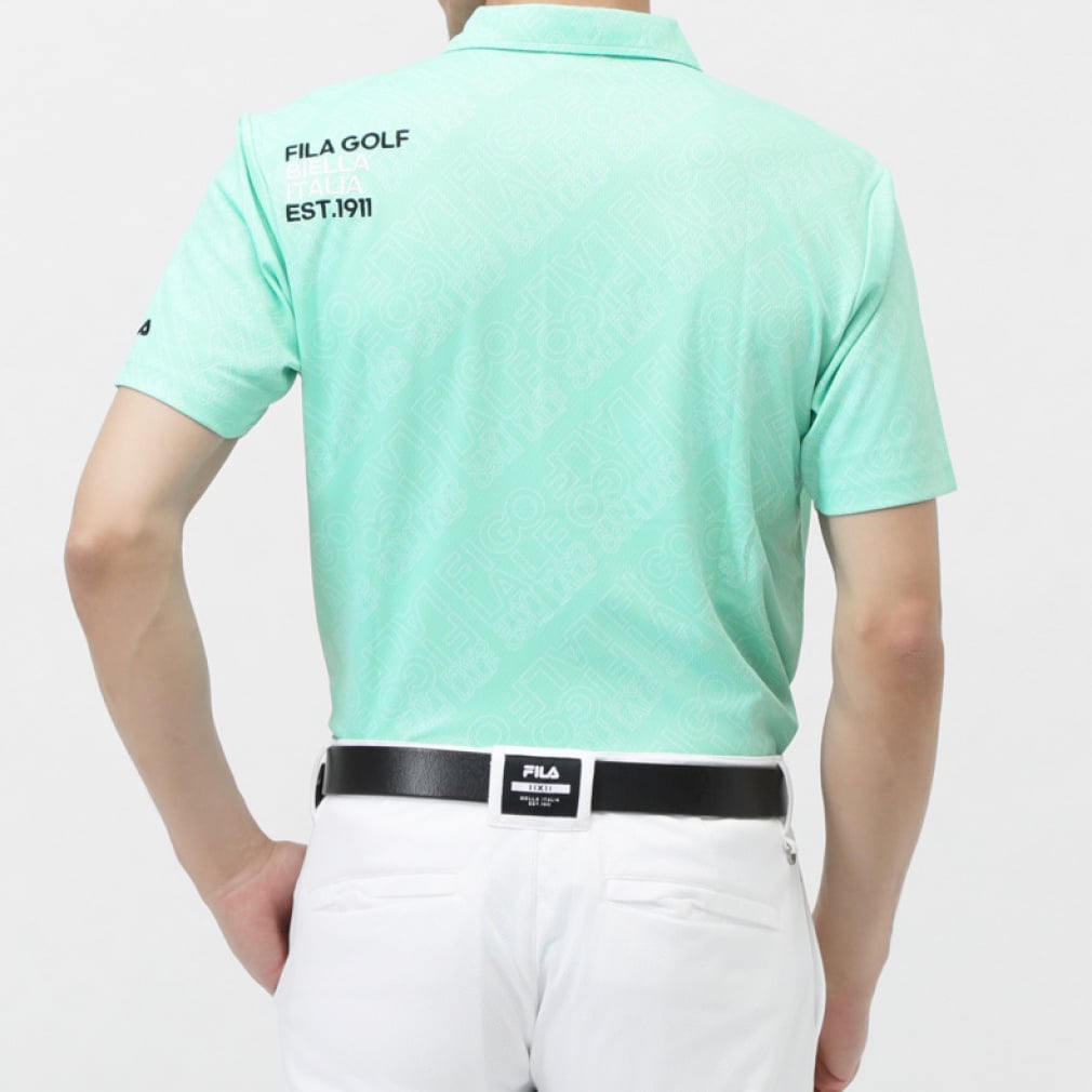 FILA Men's Golf Wear Typography Print Short Sleeve Shirt 744640