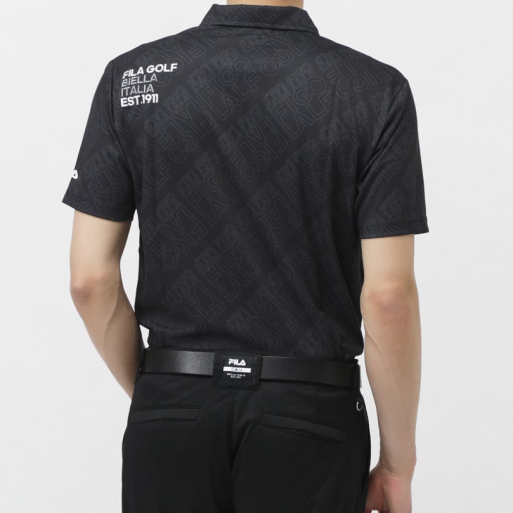 FILA Men's Golf Wear Typography Print Short Sleeve Shirt 744640