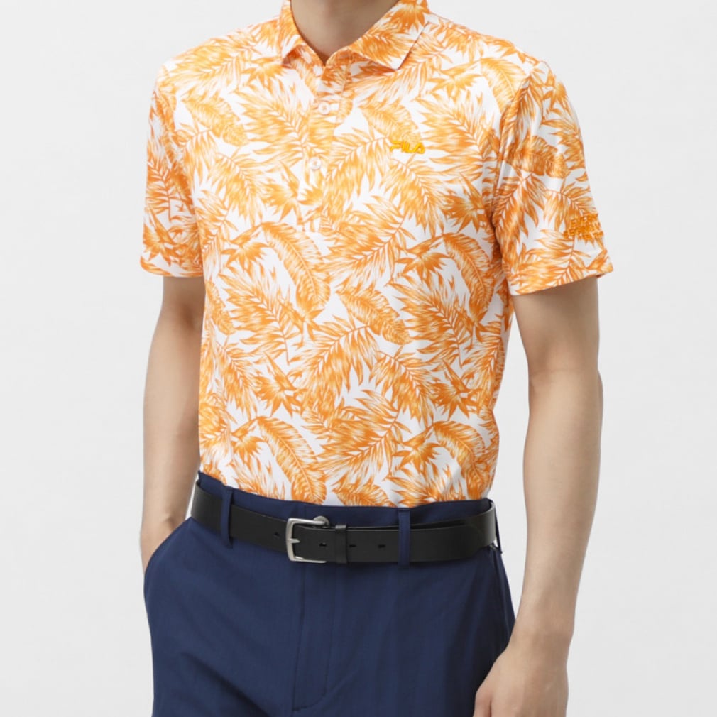FILA Men's Golf Wear Botanical Print Short Sleeve Shirt 744606