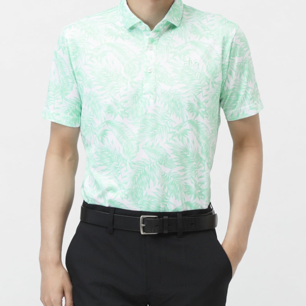 FILA Men's Golf Wear Botanical Print Short Sleeve Shirt 744606
