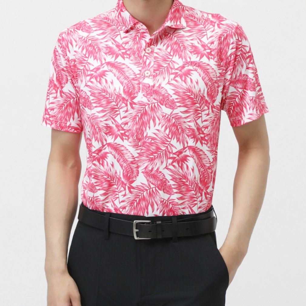 FILA Men's Golf Wear Botanical Print Short Sleeve Shirt 744606