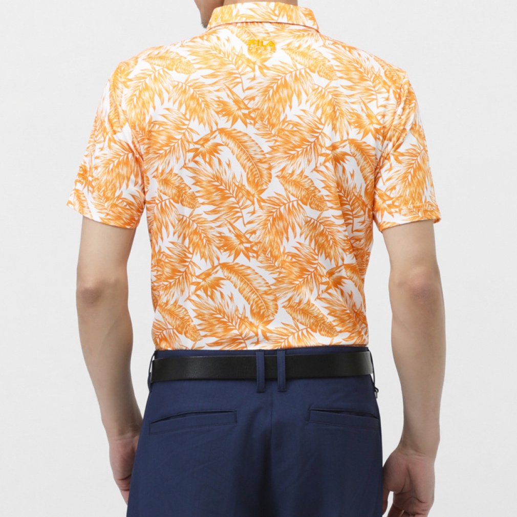 FILA Men's Golf Wear Botanical Print Short Sleeve Shirt 744606
