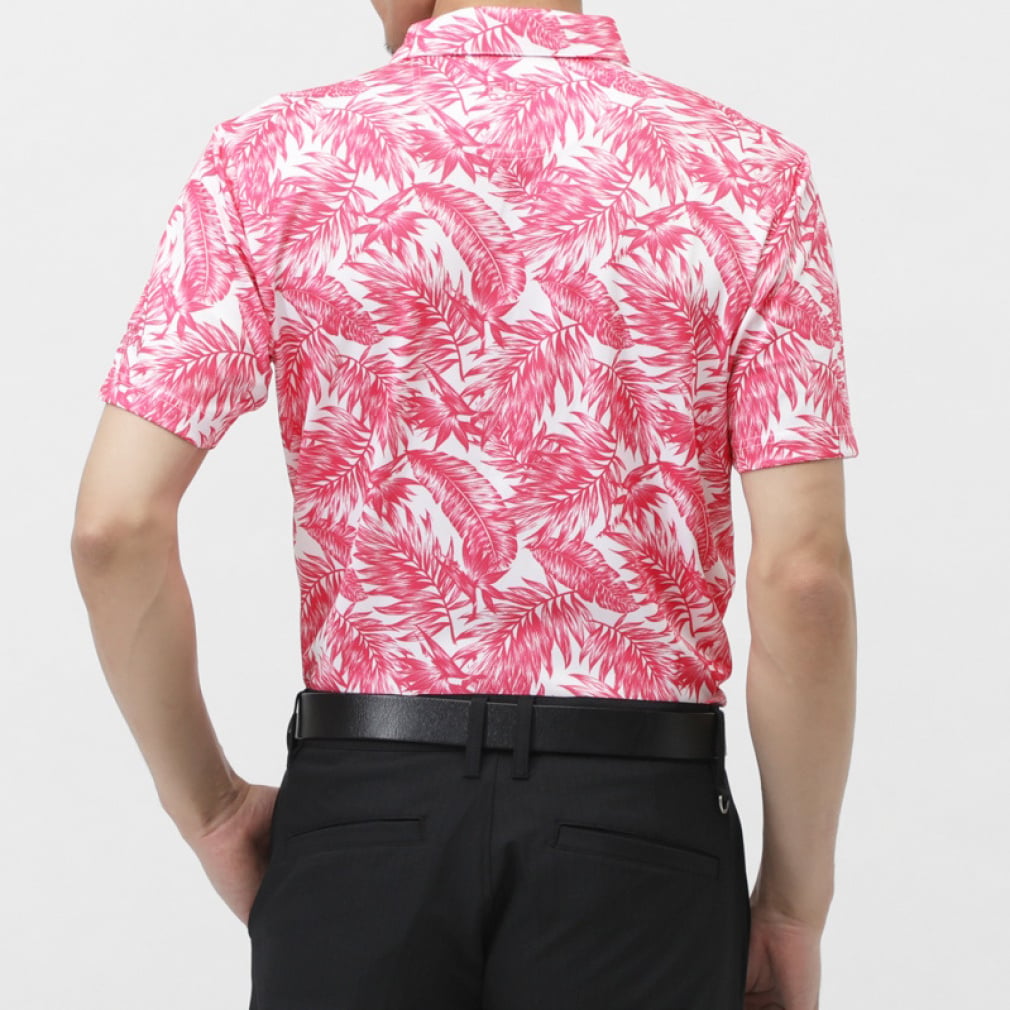 FILA Men's Golf Wear Botanical Print Short Sleeve Shirt 744606