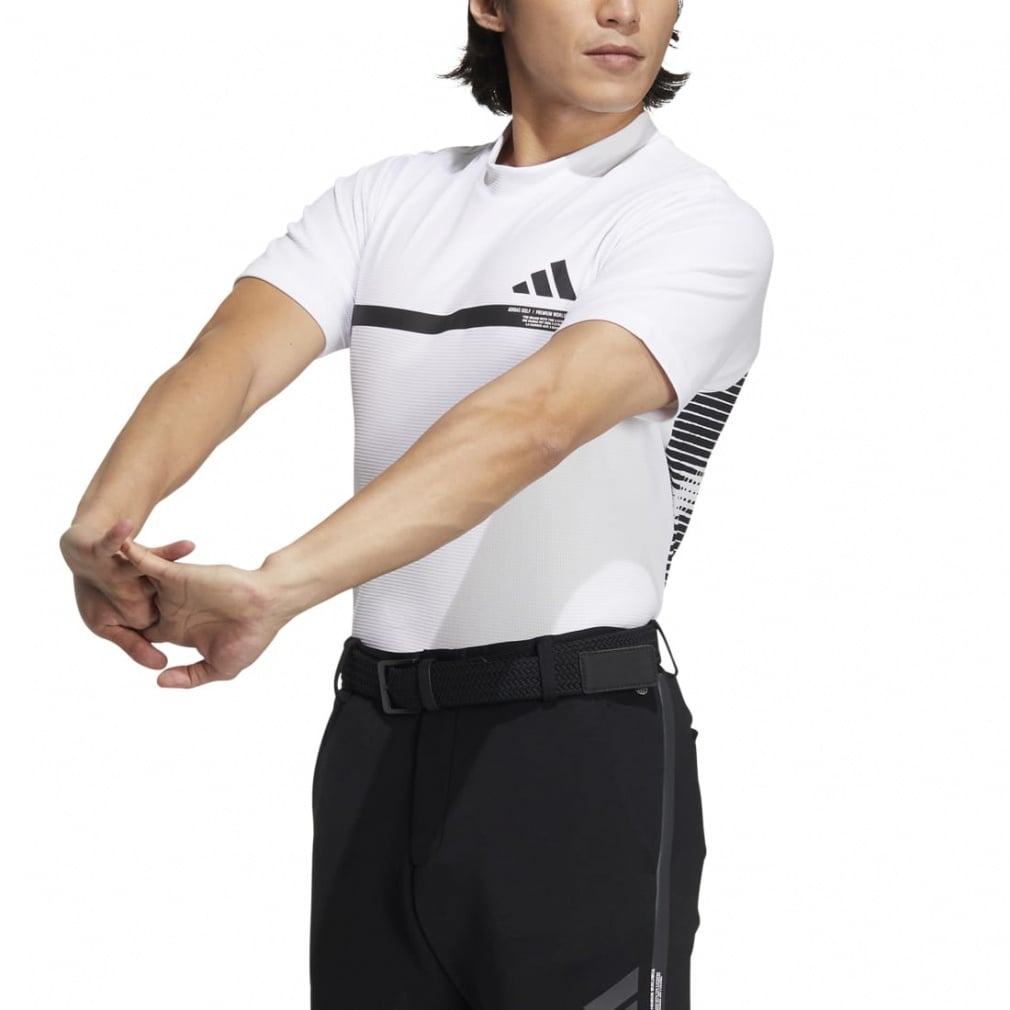 adidas Men's Golf Wear Big Logo Short Sleeve Mock Neck Shirt