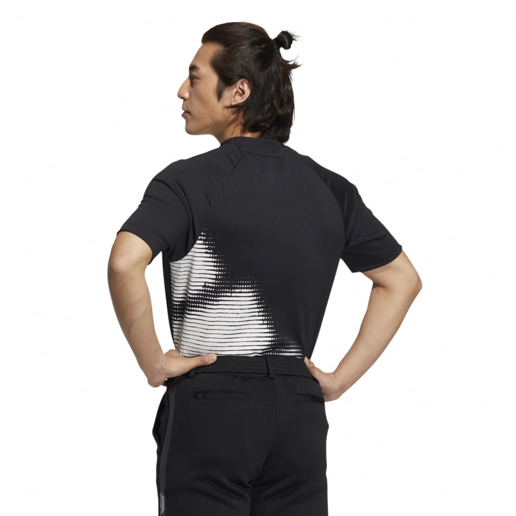 adidas Men's Golf Wear Big Logo Short Sleeve Mock Neck Shirt
