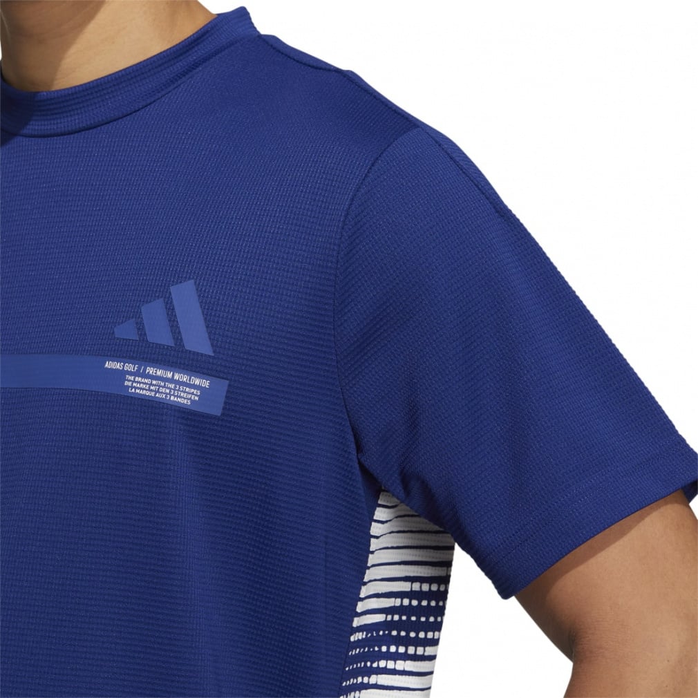 adidas Men's Golf Wear Big Logo Short Sleeve Mock Neck Shirt