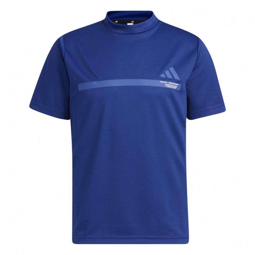 adidas Men's Golf Wear Big Logo Short Sleeve Mock Neck Shirt
