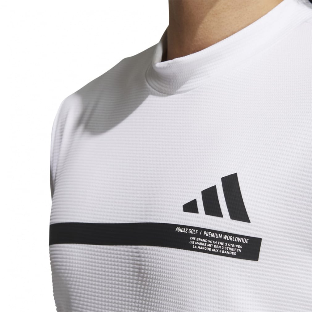 adidas Men's Golf Wear Big Logo Short Sleeve Mock Neck Shirt