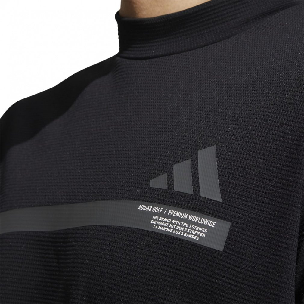 adidas Men's Golf Wear Big Logo Short Sleeve Mock Neck Shirt
