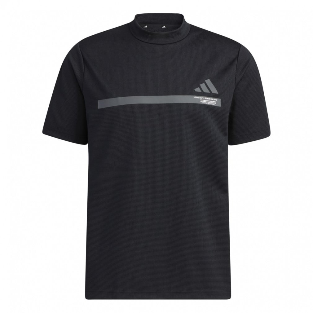 adidas Men's Golf Wear Big Logo Short Sleeve Mock Neck Shirt
