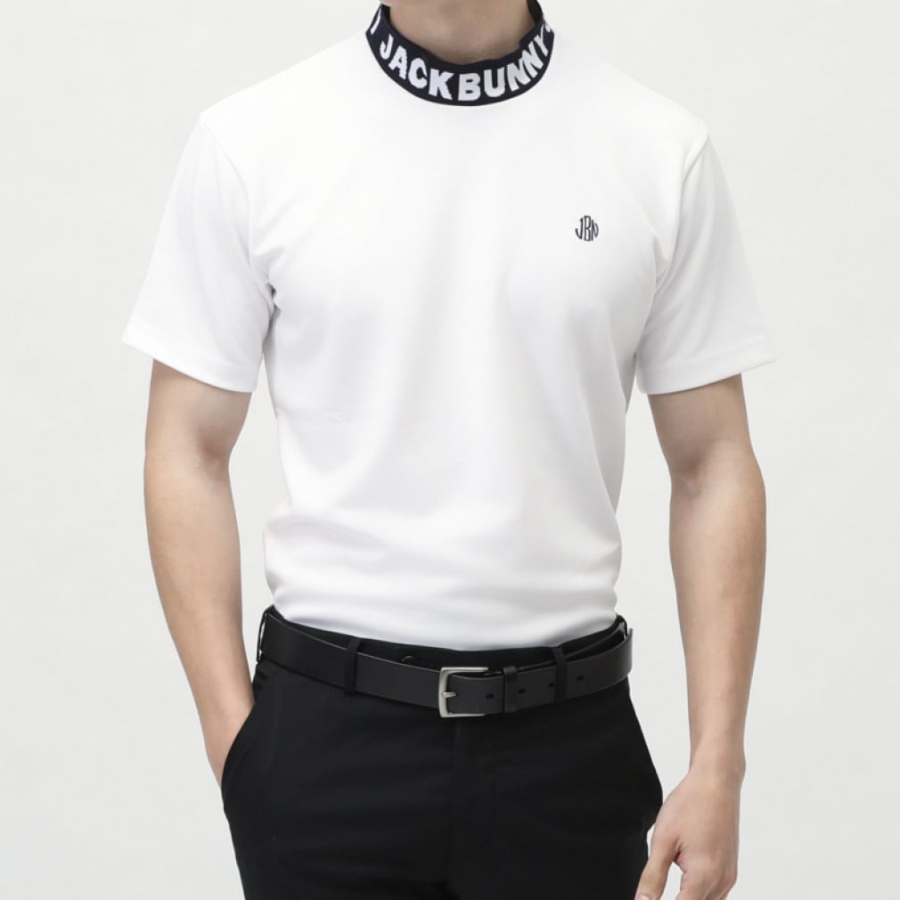 Jack Bunny Men's Golf Wear Double Face Pique Short Sleeve Mock Neck Shirt 2625167111