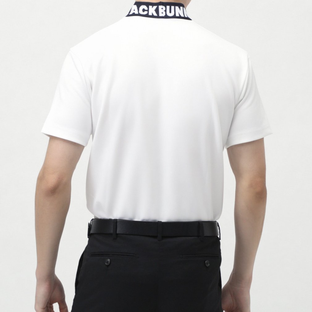 Jack Bunny Men's Golf Wear Double Face Pique Short Sleeve Mock Neck Shirt 2625167111
