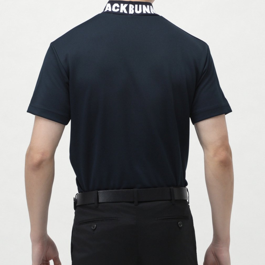 Jack Bunny Men's Golf Wear Double Face Pique Short Sleeve Mock Neck Shirt 2625167111