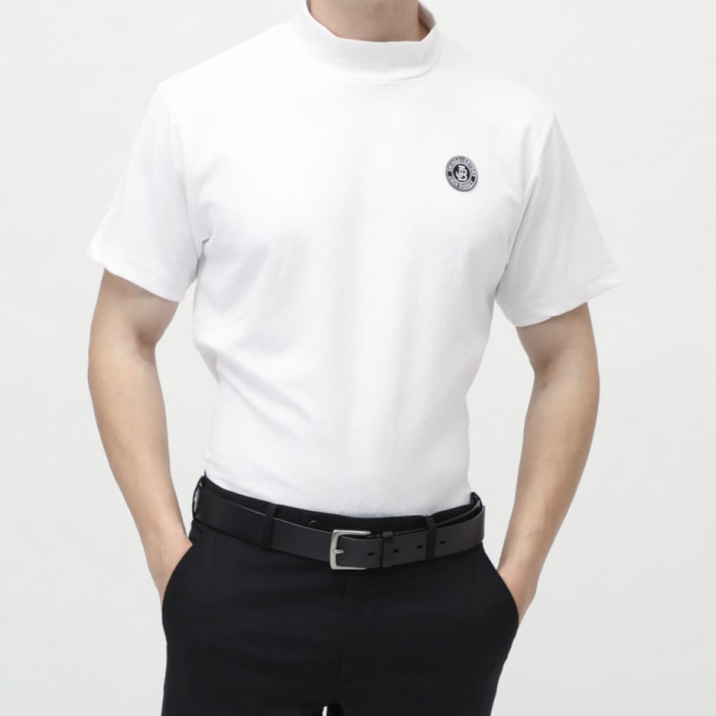 Jack Bunny Men's Golf Wear Logo JQ Mock Neck Cut & Sew (Short Sleeve) 2625167113