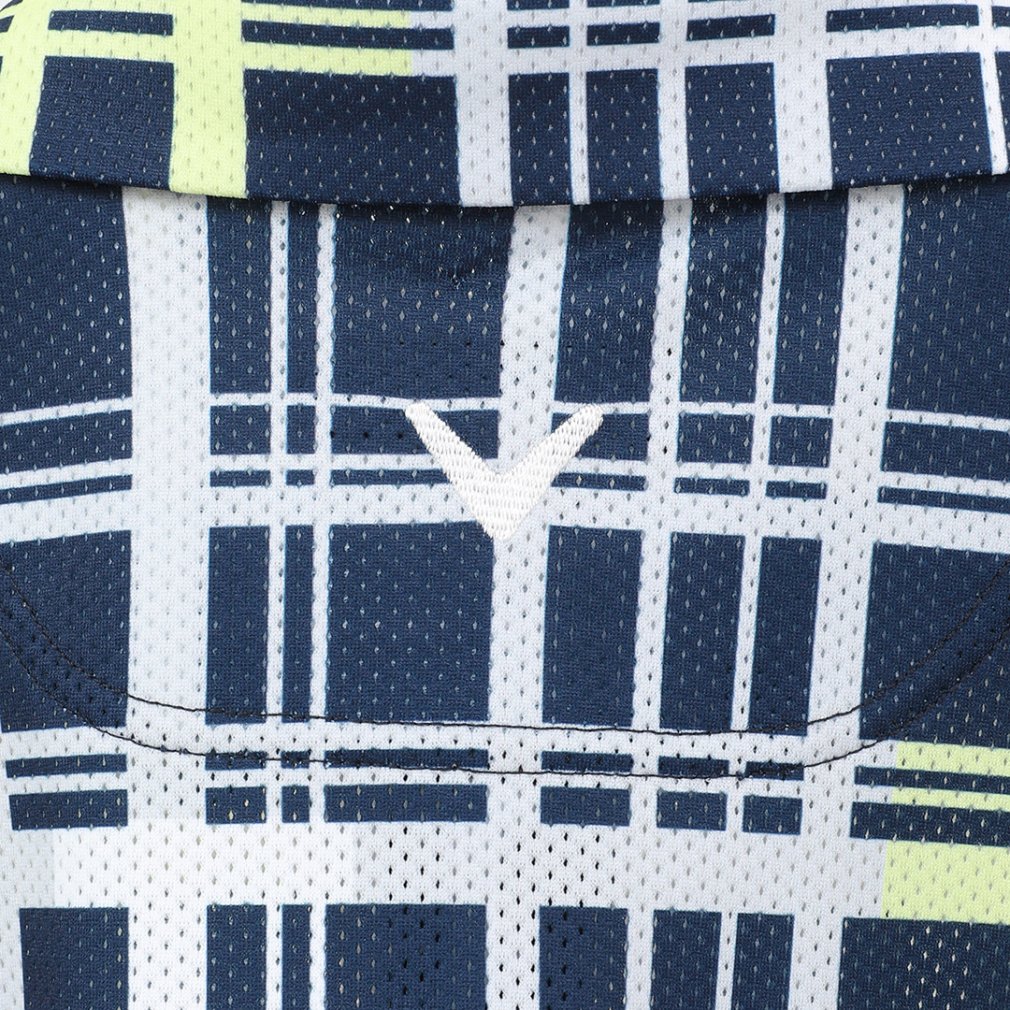 Callaway Men's Golf Wear Ventilated Mesh Check Pattern Short Sleeve Shirt C24134115