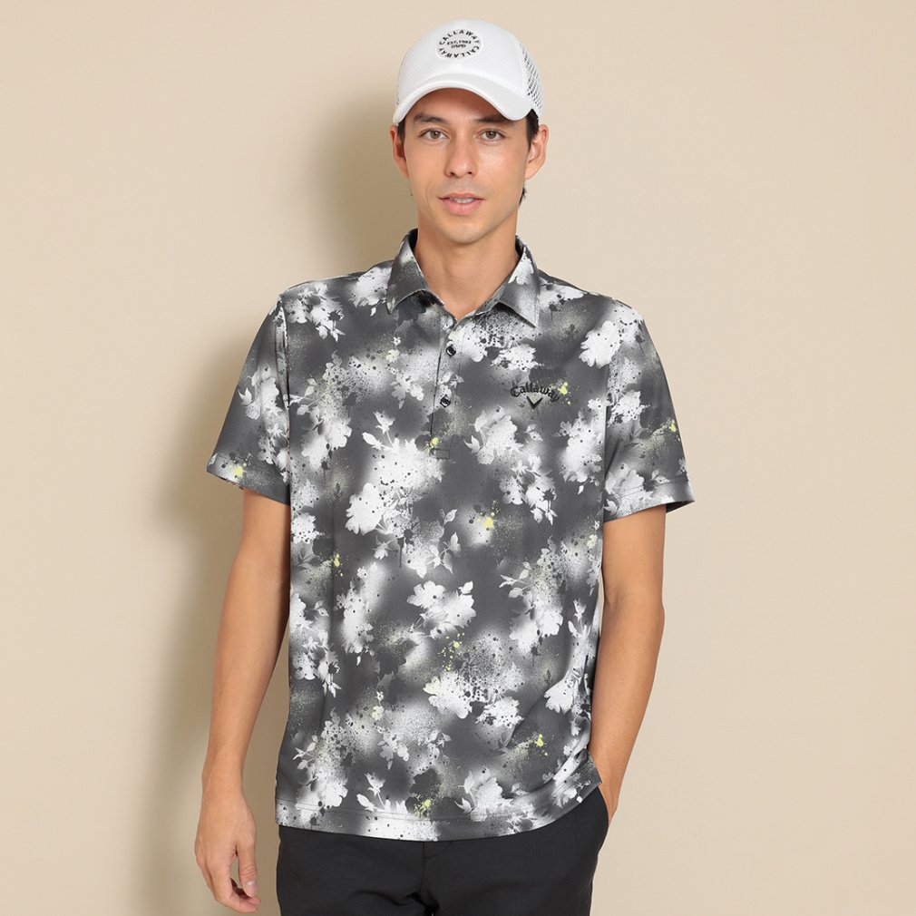 Callaway Men's Golf Wear Back Cool Spray Flower Print Short Sleeve Shirt C24134128