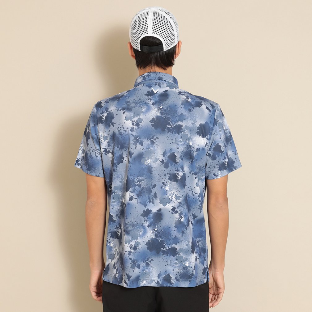 Callaway Men's Golf Wear Back Cool Spray Flower Print Short Sleeve Shirt C24134128