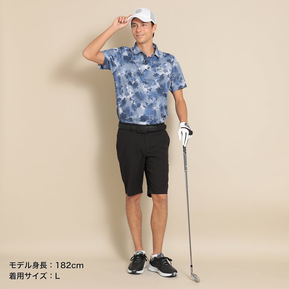 Callaway Men's Golf Wear Back Cool Spray Flower Print Short Sleeve Shirt C24134128