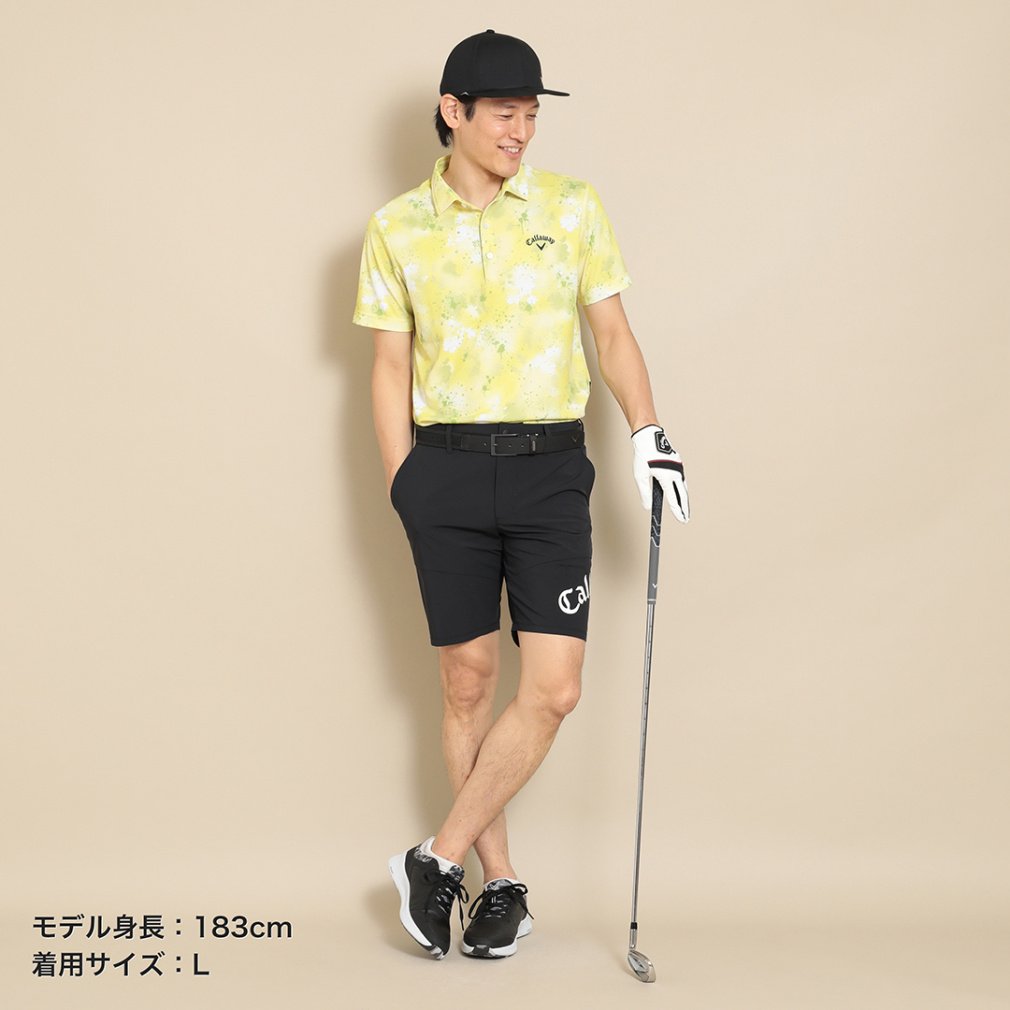 Callaway Men's Golf Wear Back Cool Spray Flower Print Short Sleeve Shirt C24134128