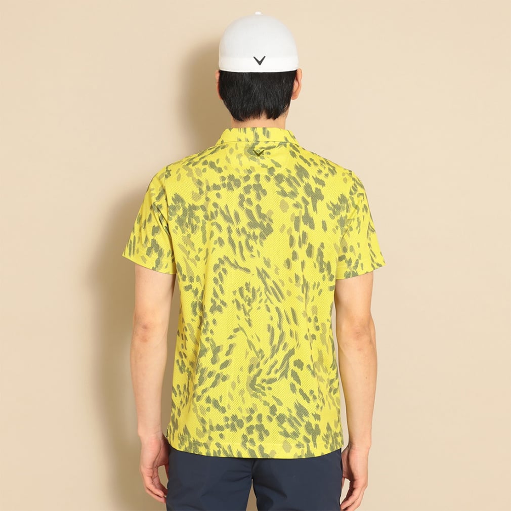 Callaway Men's Golf Wear Multi-Color Print Mesh Pique Open Collar Shirt