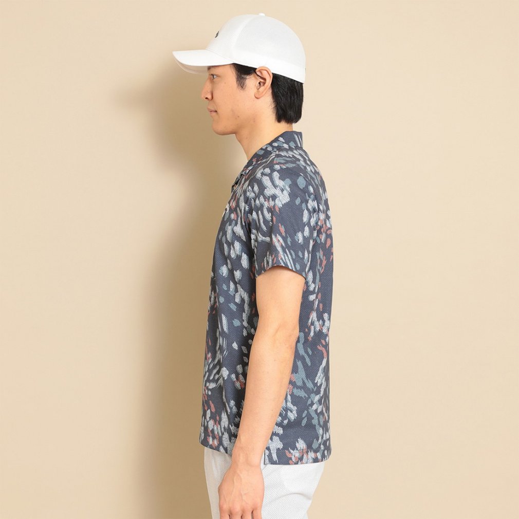 Callaway Men's Golf Wear Multi-Color Print Mesh Pique Open Collar Shirt