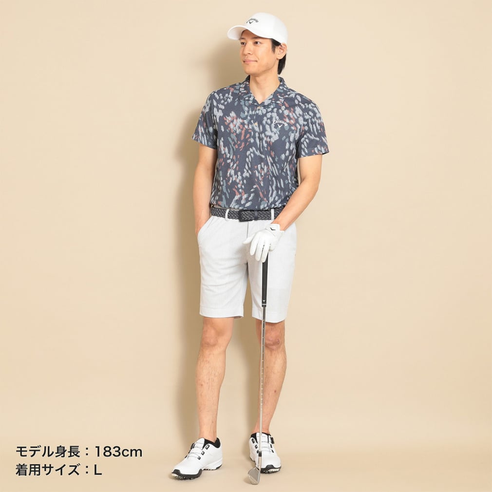 Callaway Men's Golf Wear Multi-Color Print Mesh Pique Open Collar Shirt