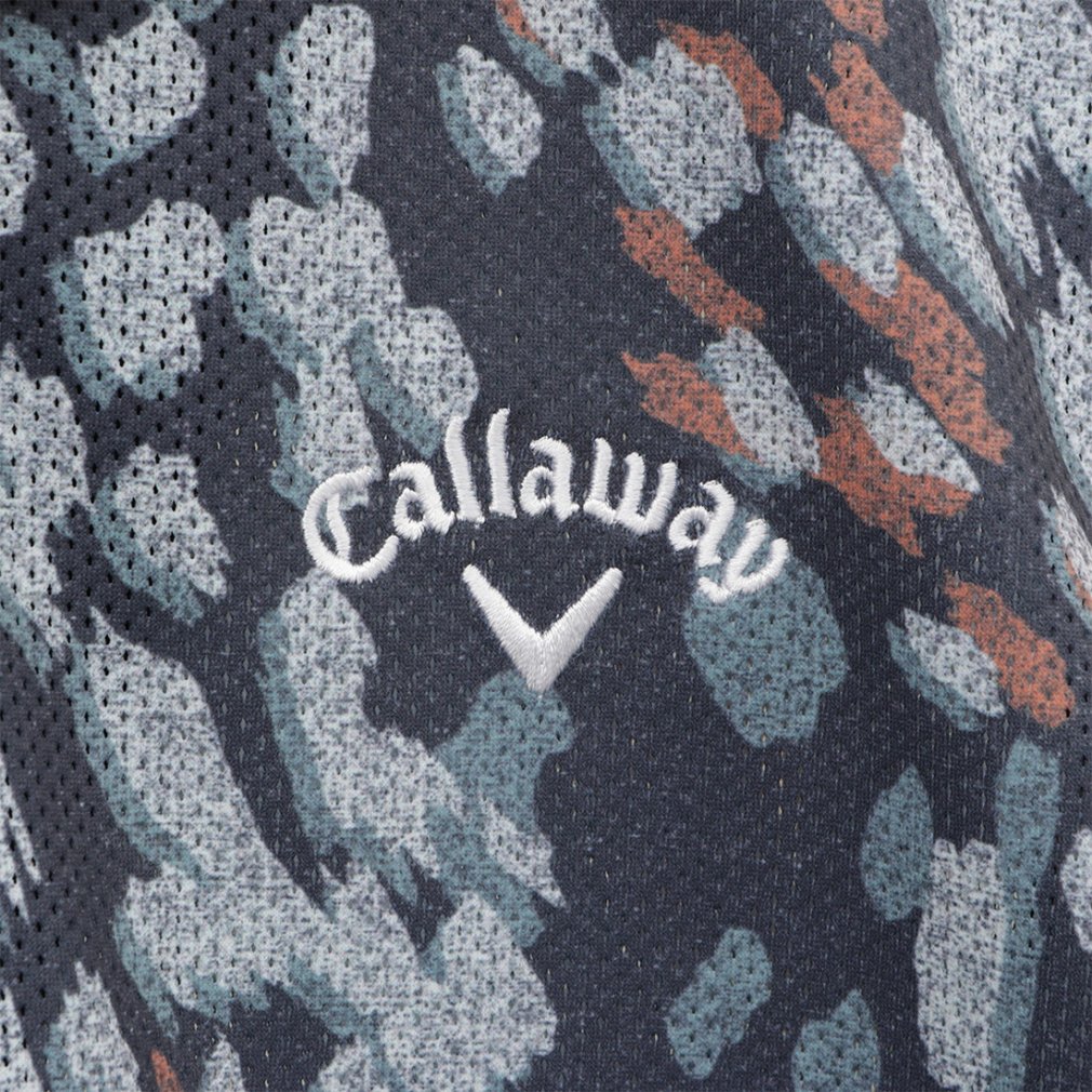 Callaway Men's Golf Wear Multi-Color Print Mesh Pique Open Collar Shirt