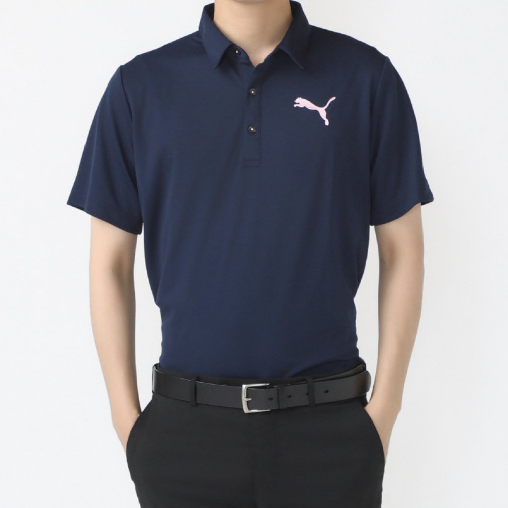 PUMA Men's Golf Wear Stretch Pique Mesh Collar CAT Polo SS 629935