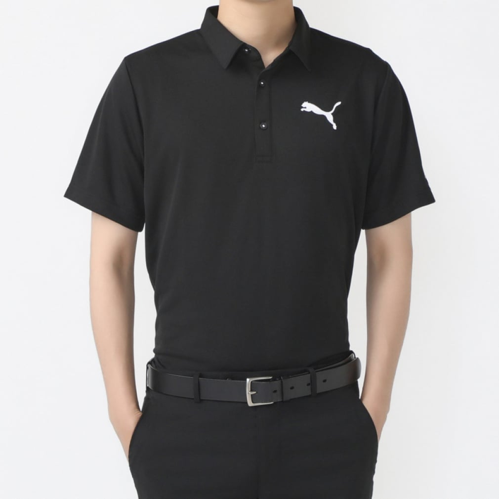 PUMA Men's Golf Wear Stretch Pique Mesh Collar CAT Polo SS 629935