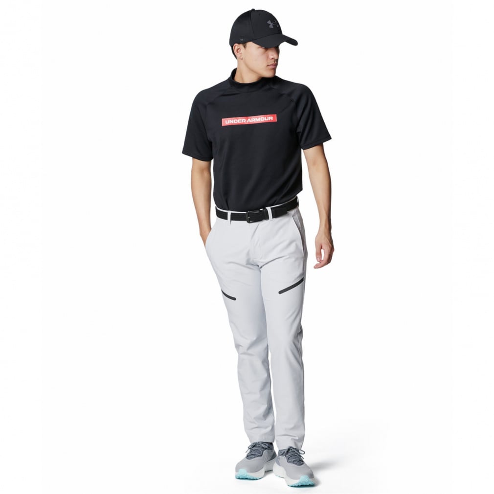 UNDER ARMOUR Men's Golf Wear UA Drive Armor Knit Short Sleeve Mock Neck Shirt 6001257