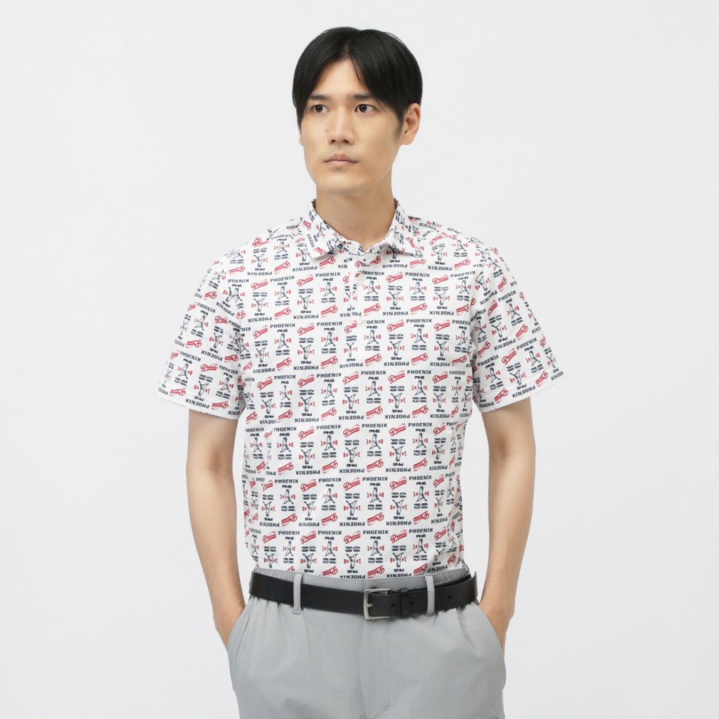 PING Men's Golf Wear Dot Mesh All-Over Pattern Short Sleeve Polo Shirt 6215260703