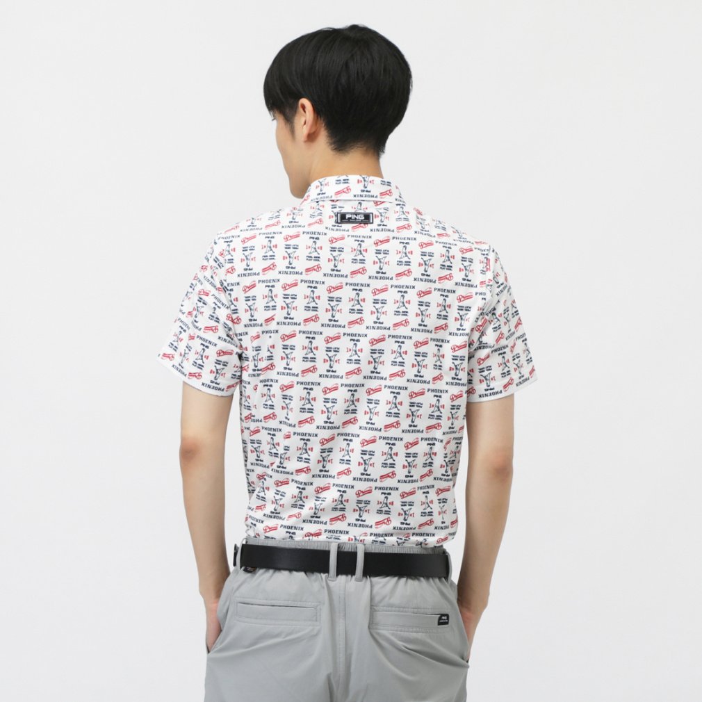 PING Men's Golf Wear Dot Mesh All-Over Pattern Short Sleeve Polo Shirt 6215260703