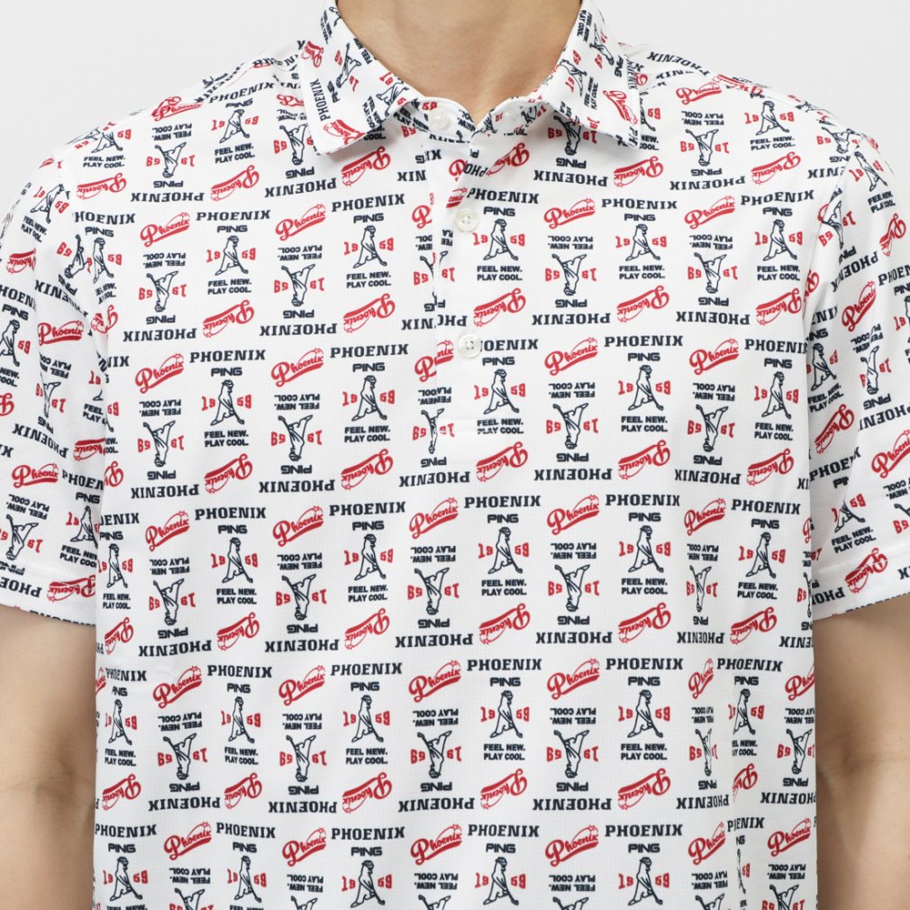 PING Men's Golf Wear Dot Mesh All-Over Pattern Short Sleeve Polo Shirt 6215260703