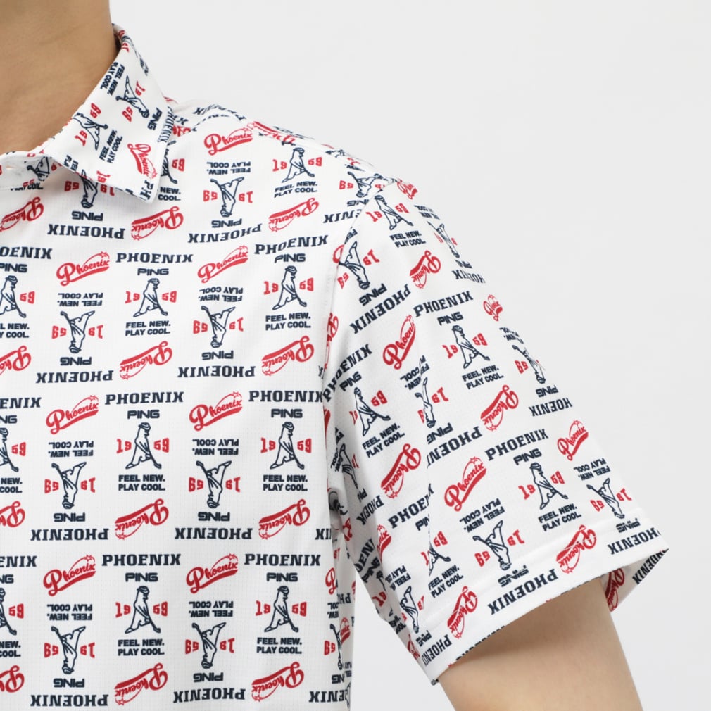 PING Men's Golf Wear Dot Mesh All-Over Pattern Short Sleeve Polo Shirt 6215260703