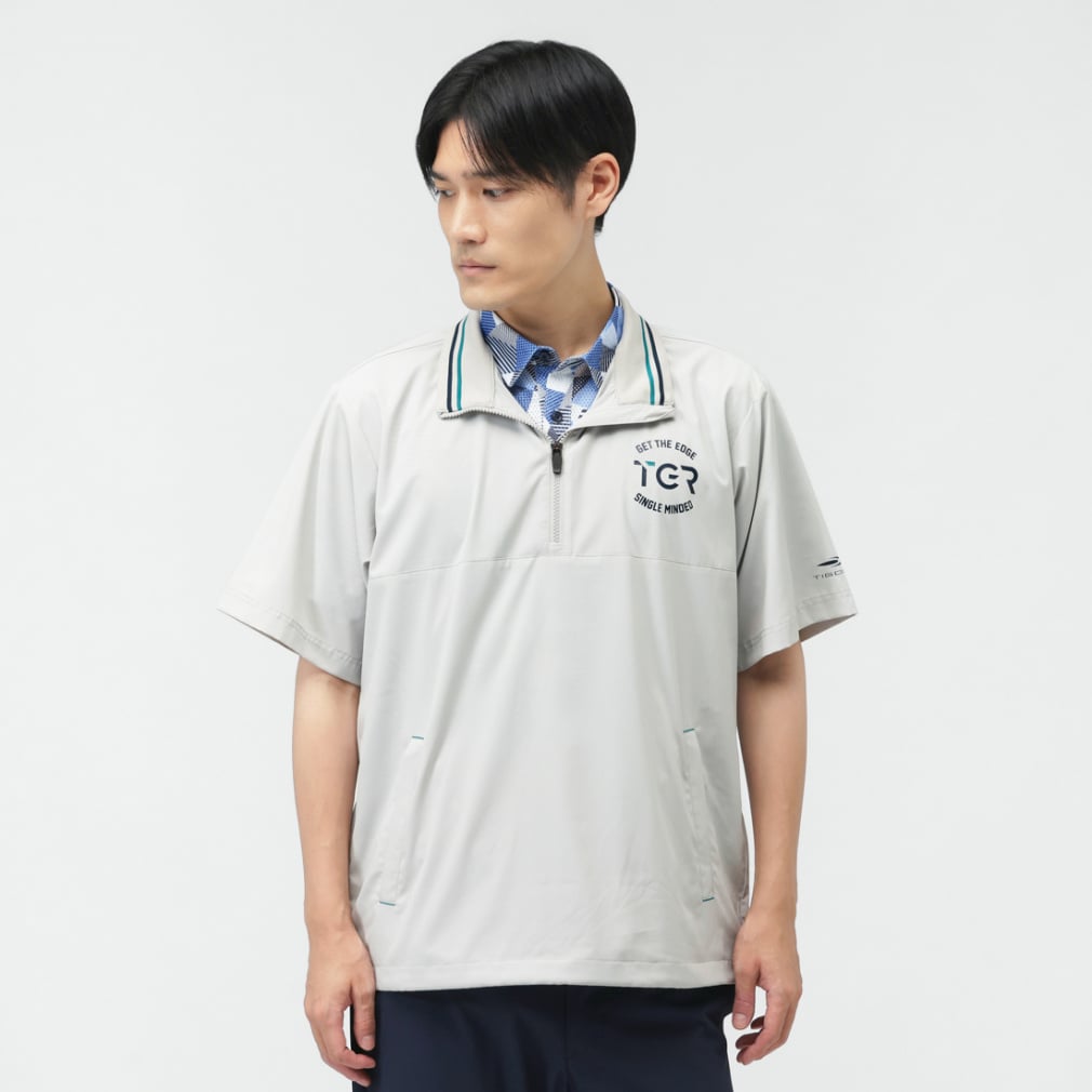 TIGORA Men's Golf Wear Water Repellent Short Sleeve Windbreaker TR-1W1685Z