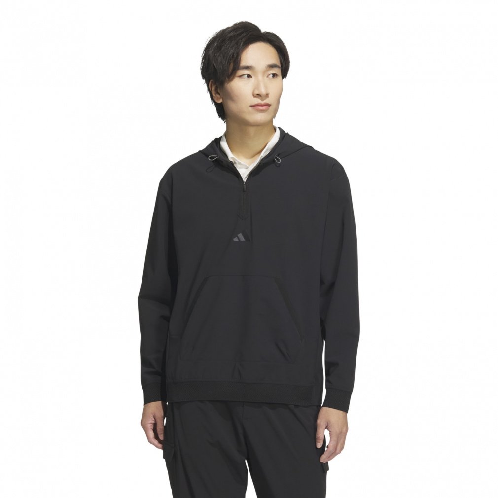 adidas Men's Golf Wear Beyond The Course Water-Repellent Ripstop Half-Zip Long Sleeve Hoodie KTN41